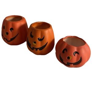 80s vintage Pumpkin jack-o'-lantern figurine SET PR Pacific Rim Halloween decor